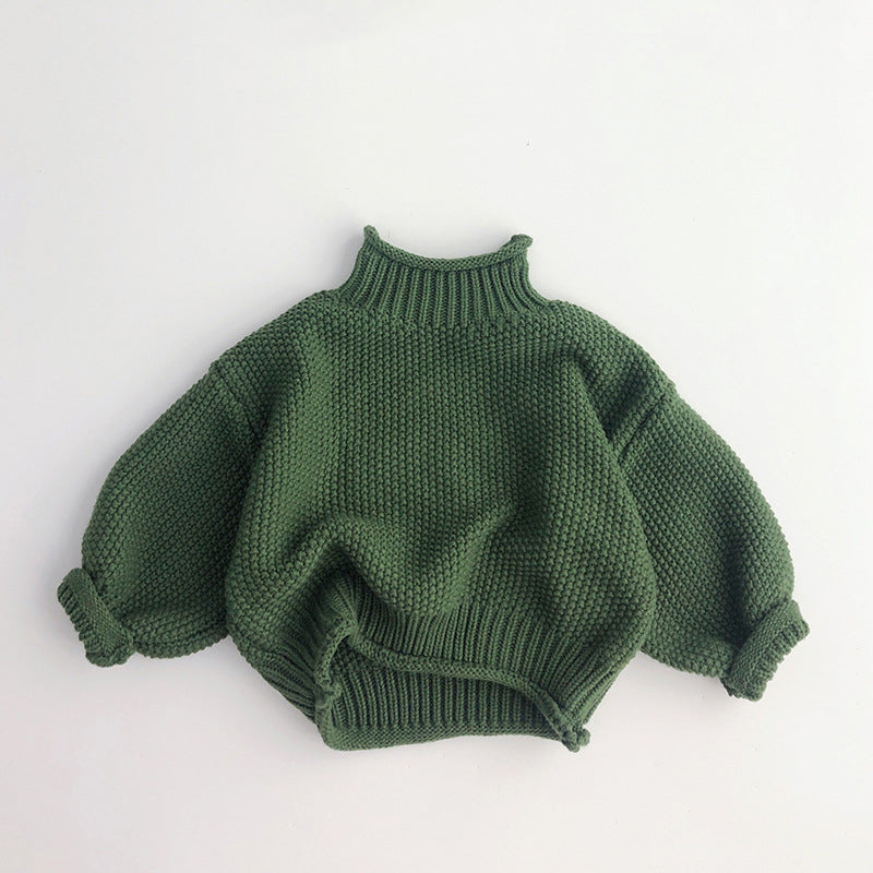 Kids' Sweater Autumn Winter Retro Knitted Turtleneck Pullover