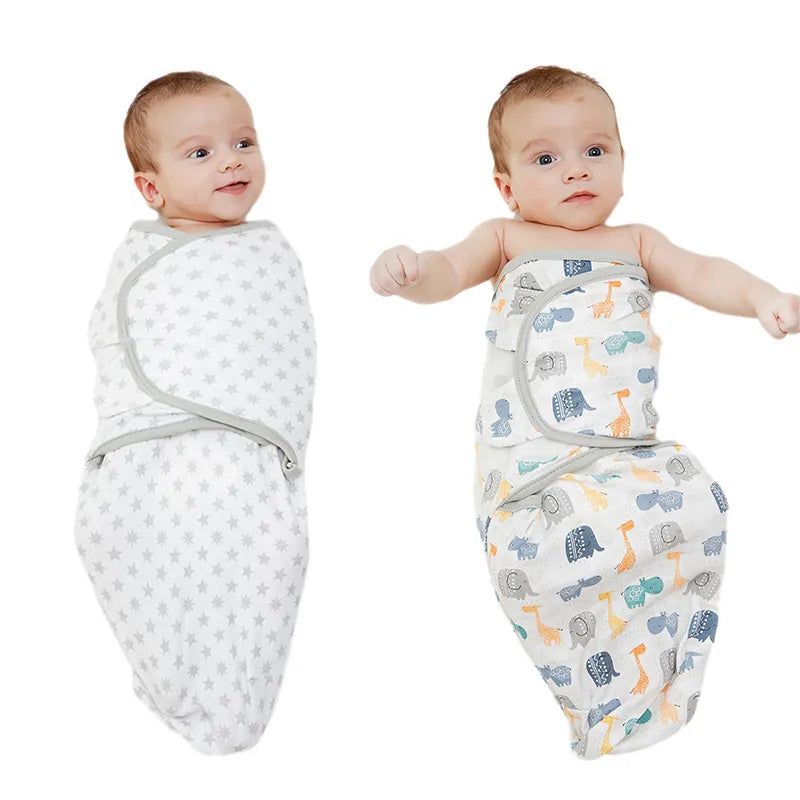 1/2PCS Cotton Sleepsack Baby Swaddle Blanket Wrap Hat Set