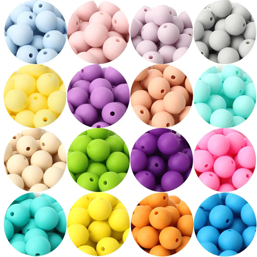 20pcs 15mm Baby Round Silicone Beads Food Grade DIY Teethers Toys