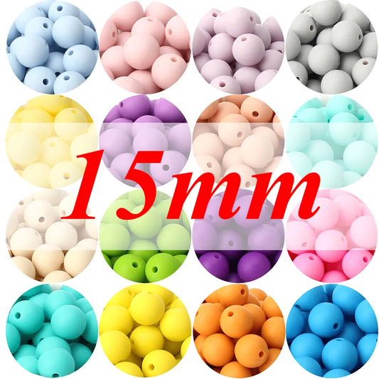 20pcs 15mm Baby Round Silicone Beads Food Grade DIY Teethers Toys